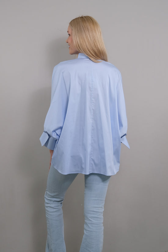 Soluzione Bluse mit 7/8 Ballonärmel Bianca Fabrikladen