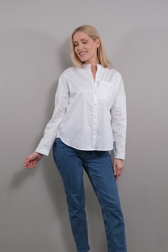 Soluzione Lockere Bluse mit Brusttasche Fiona Im Verkauf