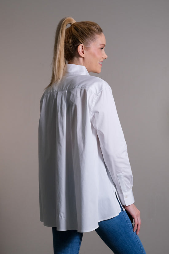 Soluzione Bluse in H-Form mit Stehkragen und Quetschfalte am Rücken Tägliche Deals