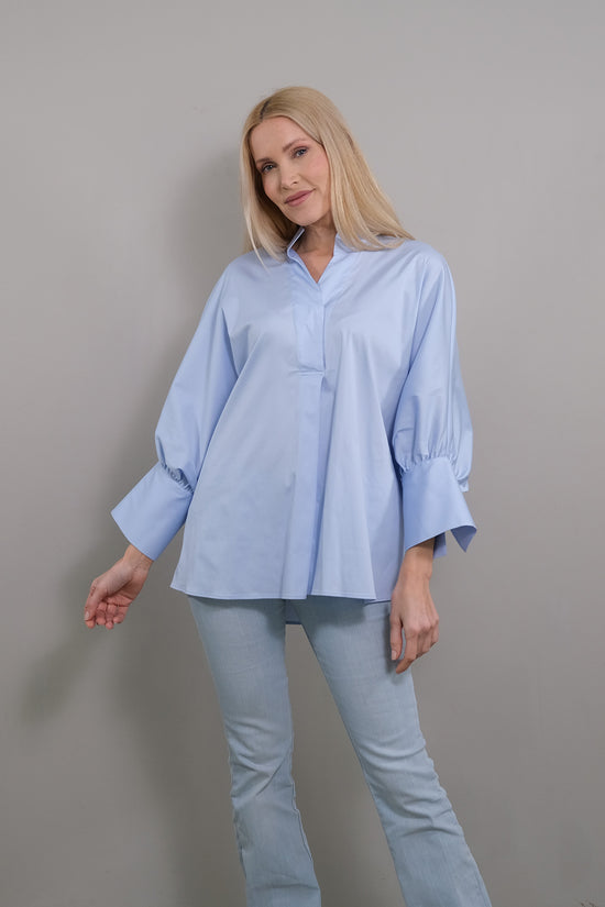 Soluzione Bluse mit 7/8 Ballonärmel Bianca Zeitbegrenzte Promotion