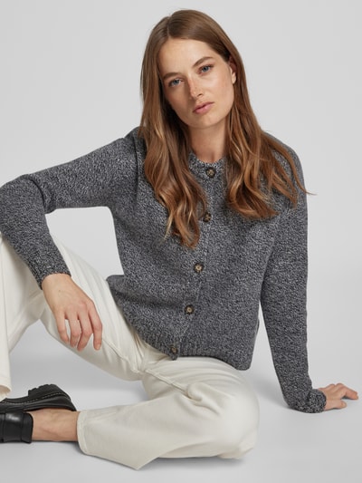Peek & Cloppenburg Christian Berg WomanStrickjacke aus Wolle mit Rundhalsausschnitt in anthrazit melange Auslauf