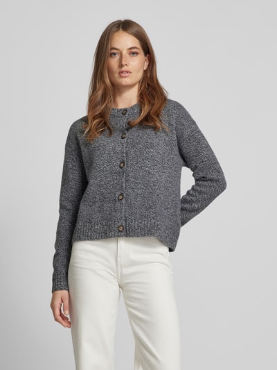 Peek & Cloppenburg Christian Berg WomanStrickjacke aus Wolle mit Rundhalsausschnitt in anthrazit melange Auslauf