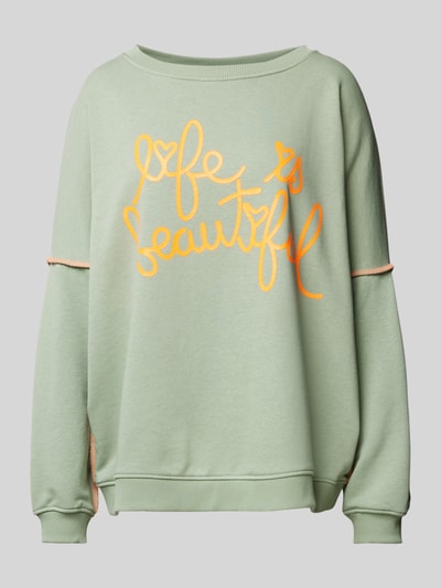 Peek & Cloppenburg miss goodlifeSweatshirt mit Label-Print Modell 'Life ist beautif' in mint Fabrikverkauf