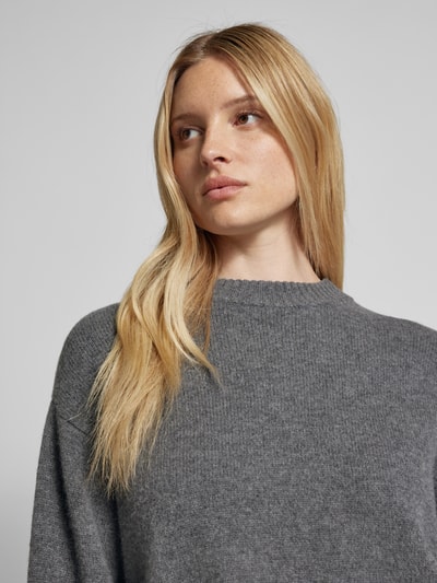 Peek & Cloppenburg Jake*s CasualStrickpullover mit gerippten Abschlüssen in dunkelgrau melange Kostenloser Versand