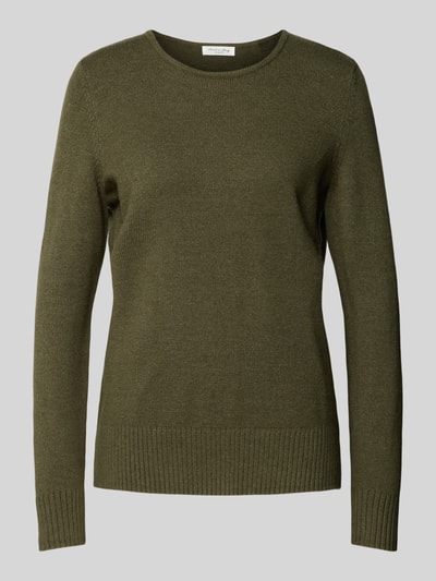 Peek & Cloppenburg Christian Berg WomanStrickpullover mit gerippten Abschlüssen in oliv melange Sonderangebot