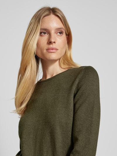 Peek & Cloppenburg Christian Berg WomanStrickpullover mit gerippten Abschlüssen in oliv melange Sonderangebot