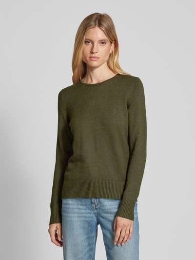 Peek & Cloppenburg Christian Berg WomanStrickpullover mit gerippten Abschlüssen in oliv melange Sonderangebot