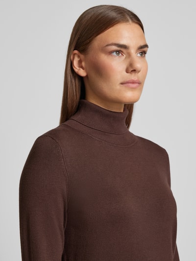 Peek & Cloppenburg Christian Berg WomanStrickpullover mit gerippten Abschlüssen in dunkelbraun Großer Ausverkauf