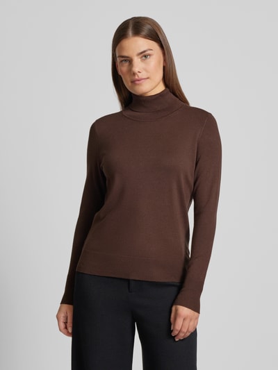 Peek & Cloppenburg Christian Berg WomanStrickpullover mit gerippten Abschlüssen in dunkelbraun Großer Ausverkauf