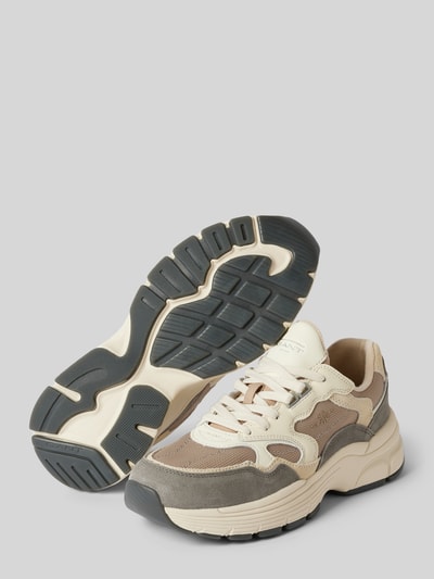 Peek & Cloppenburg GantLedersneaker mit Label-Details Modell 'Neuwill' in taupe Jubiläumsangebot