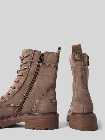 Peek & Cloppenburg TamarisSchnürboots aus Leder mit Ziernähten in mittelbraun Große Rabatte