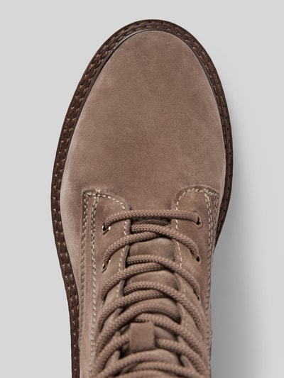 Peek & Cloppenburg TamarisSchnürboots aus Leder mit Ziernähten in mittelbraun Große Rabatte