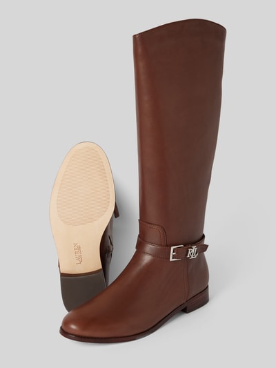 Peek & Cloppenburg Lauren Ralph LaurenLederstiefel mit Label-Applikation Modell 'BROOKE' in dunkelbraun Riesige Ersparnisse