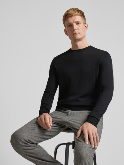 Peek & Cloppenburg Christian Berg MenStrickpullover mit Rundhalsausschnitt in black Angebote