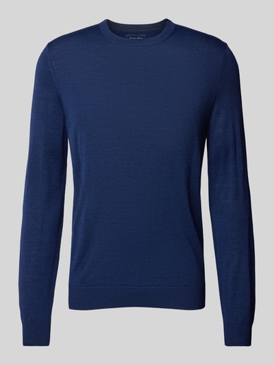 Peek & Cloppenburg Christian Berg MenStrickpullover mit Rundhalsausschnitt in dunkelblau melange im Angebot
