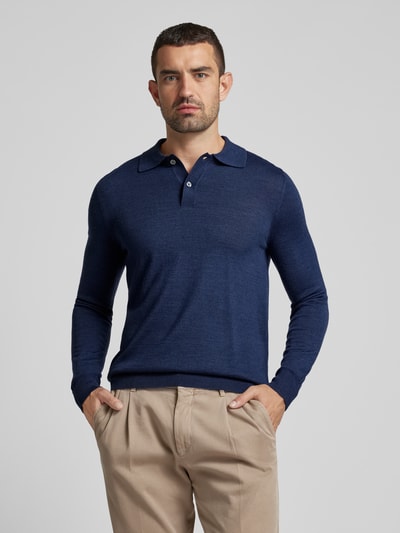 Peek & Cloppenburg Christian Berg MenSlim Fit Strickpullover mit Polokragen in dunkelblau melange Günstiger Verkauf