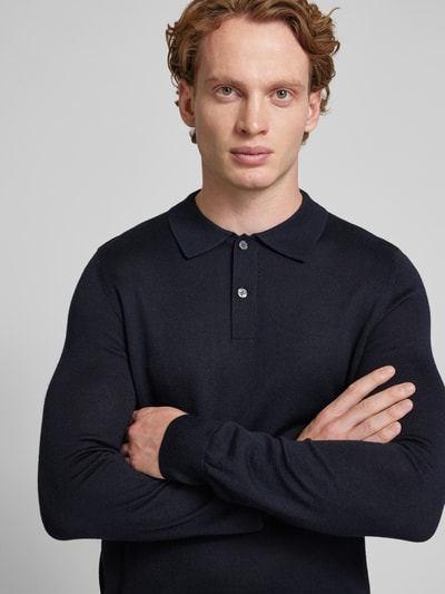 Peek & Cloppenburg Christian Berg MenSlim Fit Strickpullover mit Polokragen in marine Kostenloser Versand