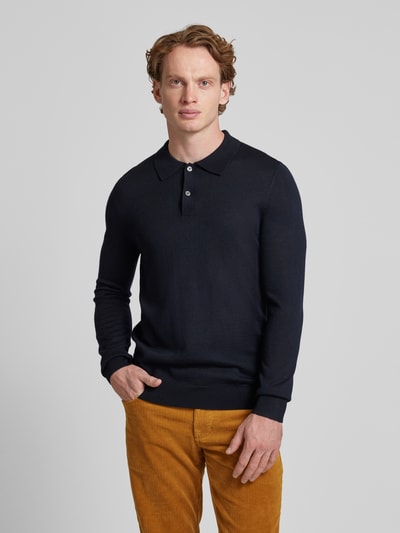 Peek & Cloppenburg Christian Berg MenSlim Fit Strickpullover mit Polokragen in marine Kostenloser Versand