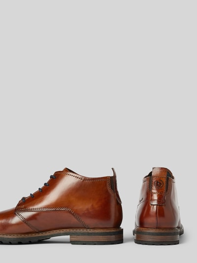 Peek & Cloppenburg bugattiDerby-Schuhe aus Leder mit Label-Print Modell 'Lobo' in cognac Limitierter Zeitrabatt