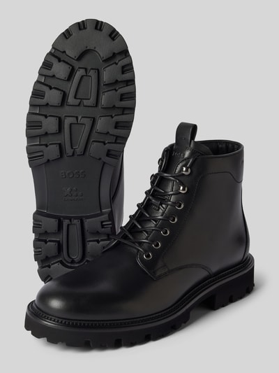 Peek & Cloppenburg BOSSSchnürboots aus Leder mit Zugschlaufe Modell 'Juylo' in black Cyber Monday