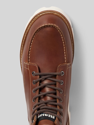 Peek & Cloppenburg Blauer USASchnürboots aus Leder mit Label-Detail Modell 'RUSK03' in cognac Lagerräumung