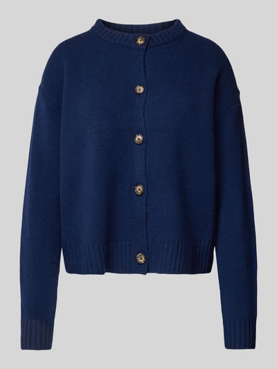 Peek & Cloppenburg Christian Berg WomanStrickjacke aus Wolle mit Rundhalsausschnitt in dunkelblau Fabrik Onlineshop