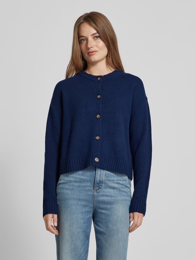Peek & Cloppenburg Christian Berg WomanStrickjacke aus Wolle mit Rundhalsausschnitt in dunkelblau Fabrik Onlineshop
