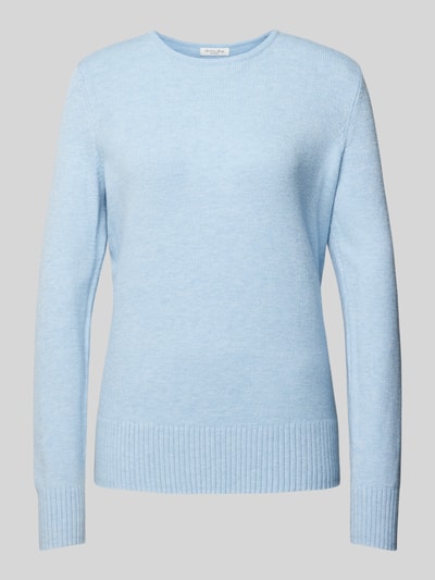 Peek & Cloppenburg Christian Berg WomanStrickpullover mit gerippten Abschlüssen in hellblau melange Begrenztes Angebot