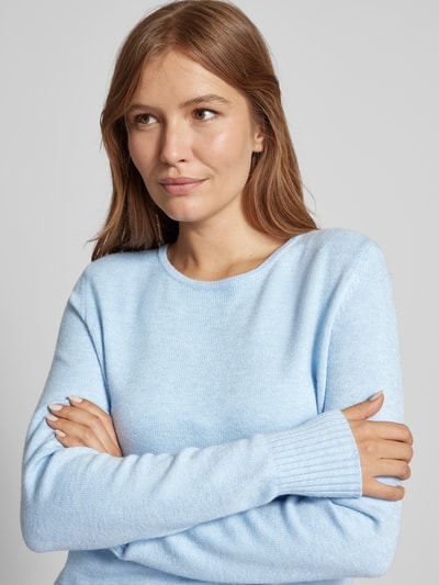 Peek & Cloppenburg Christian Berg WomanStrickpullover mit gerippten Abschlüssen in hellblau melange Begrenztes Angebot