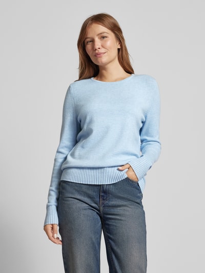 Peek & Cloppenburg Christian Berg WomanStrickpullover mit gerippten Abschlüssen in hellblau melange Begrenztes Angebot