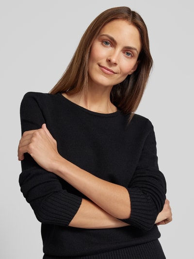 Peek & Cloppenburg Christian Berg WomanStrickpullover mit gerippten Abschlüssen in black Exklusivangebot