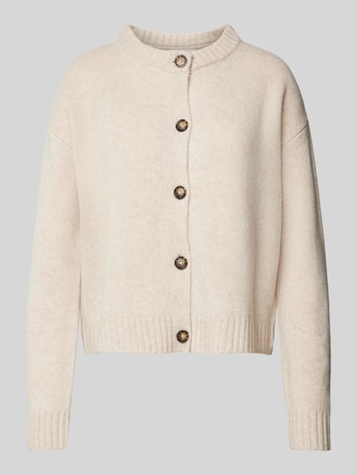 Peek & Cloppenburg Christian Berg WomanStrickjacke aus Wolle mit Rundhalsausschnitt in beige melange Weihnachtsangebot