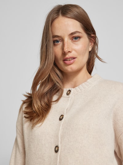 Peek & Cloppenburg Christian Berg WomanStrickjacke aus Wolle mit Rundhalsausschnitt in beige melange Weihnachtsangebot