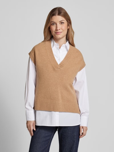 Peek & Cloppenburg Christian Berg WomanPullunder aus Lanawolle mit V-Ausschnitt in camel Lagerräumung