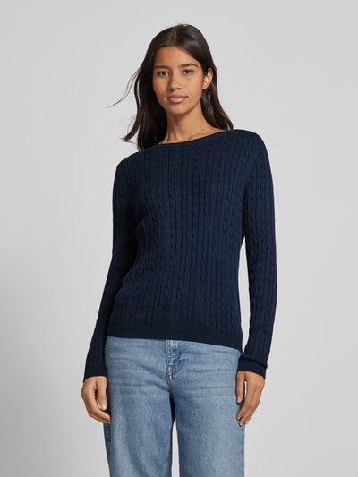 Peek & Cloppenburg Christian Berg WomanStrickpullover mit Zopfmuster in dunkelblau Sonderangebote