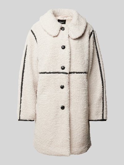 Peek & Cloppenburg OnlyComfort Fit Teddymantel mit Leder-Optik-Details Modell 'RUBI' in offwhite Neueste Stile