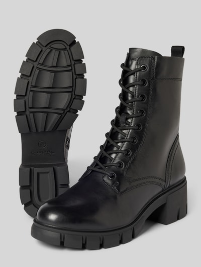 Peek & Cloppenburg TamarisSchnürboots aus Leder mit Ziernähten in black Neueste Mode