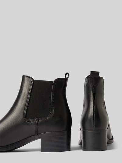 Peek & Cloppenburg TamarisAnkle Boots aus Leder mit Blockabsatz in black Saisonale Angebote