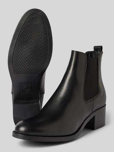 Peek & Cloppenburg TamarisAnkle Boots aus Leder mit Blockabsatz in black Saisonale Angebote