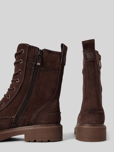 Peek & Cloppenburg TamarisSchnürboots aus Leder mit Ziernähten in dunkelbraun Bis zu 60% Rabatt