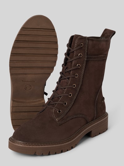Peek & Cloppenburg TamarisSchnürboots aus Leder mit Ziernähten in dunkelbraun Bis zu 60% Rabatt