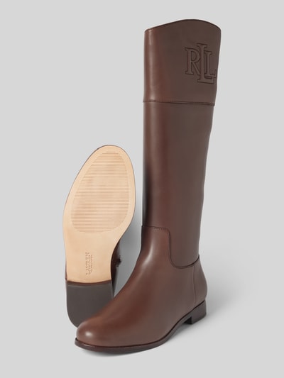 Peek & Cloppenburg Lauren Ralph LaurenLederstiefel mit Label-Stitching Modell 'JUSTINE' in dunkelbraun Super Rabatt