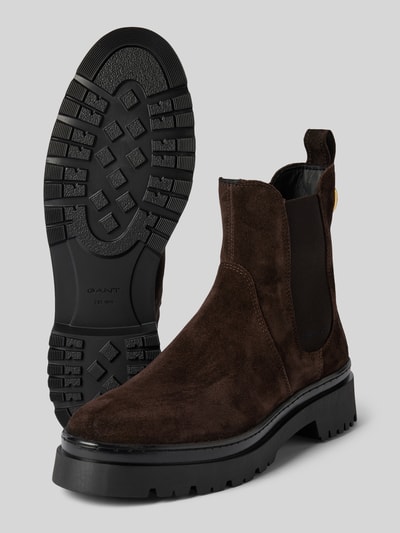 Peek & Cloppenburg GantChelsea Boots aus Leder mit Applikation Modell 'Aligrey' in dunkelbraun Angebote