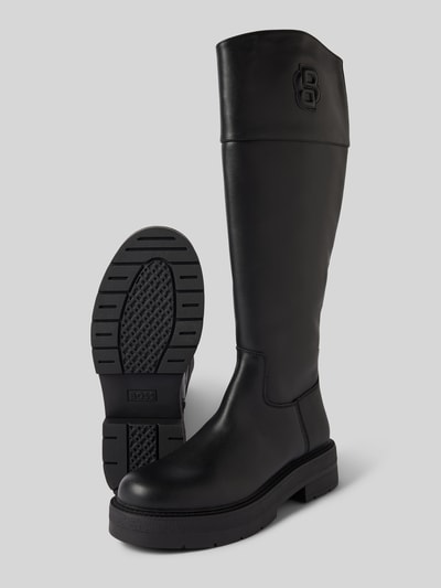 Peek & Cloppenburg BOSSLederstiefel mit Label-Detail Modell 'Rebby' in black im Angebot