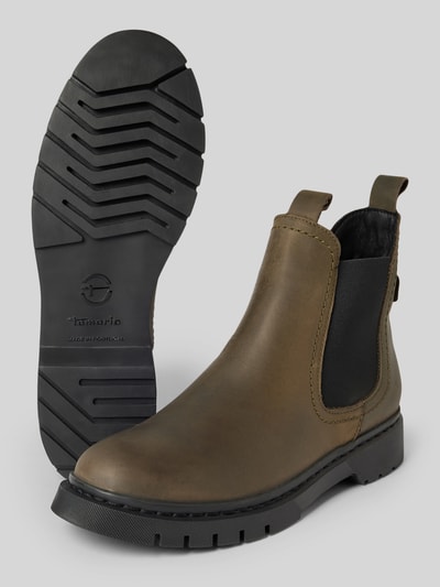 Peek & Cloppenburg TamarisChelsea Boots aus Leder mit Zugschlaufen in dunkelgruen Fabrikverkauf