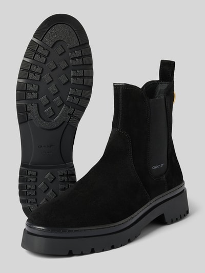 Peek & Cloppenburg GantChelsea Boots aus Leder mit Applikation Modell 'Aligrey' in black Großer Ausverkauf