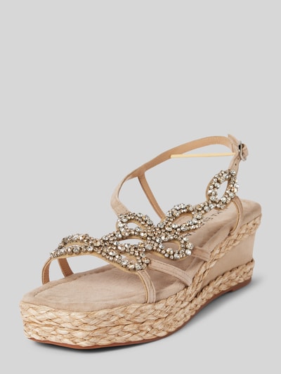 Peek & Cloppenburg ALMA EN PENALedersandalette mit Ziersteinbesatz in beige