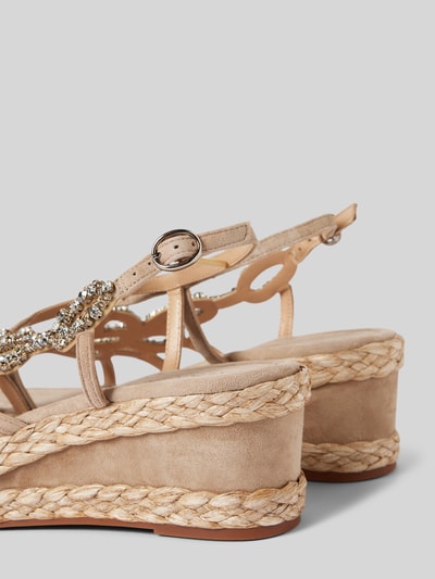 Peek & Cloppenburg ALMA EN PENALedersandalette mit Ziersteinbesatz in beige Online Outlet