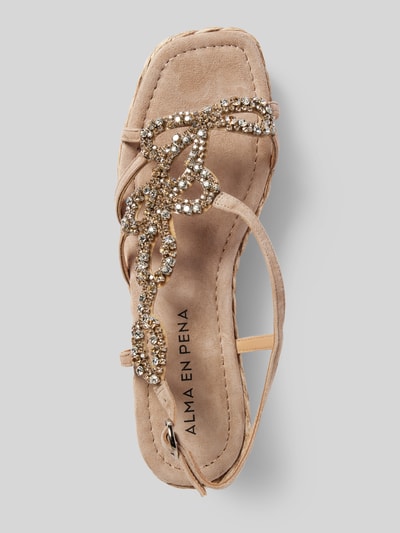 Peek & Cloppenburg ALMA EN PENALedersandalette mit Ziersteinbesatz in beige Online Outlet