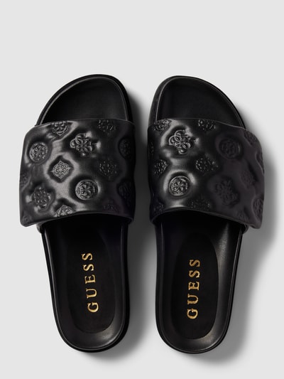 Peek & Cloppenburg GuessSandaletten mit Allover-Logo-Prägung Modell 'FABIO' in black Nur für heute